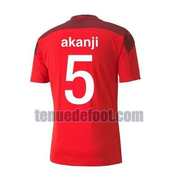 maillot akanji 5 suisse 2020-2021 domicile rouge rouge