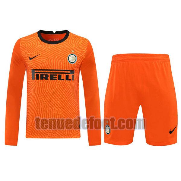 maillot+shorts inter milan 2021 gardien orange manches longues orange