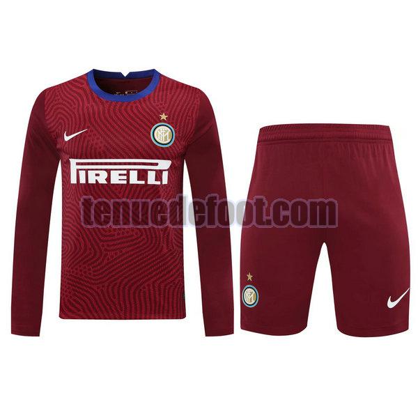 maillot+shorts inter milan 2021 gardien rouge manches longues rouge