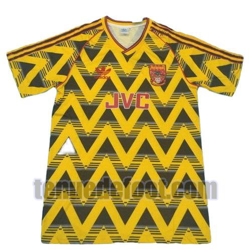 maillot arsenal 1991-1993 exterieur manche courte jaune
