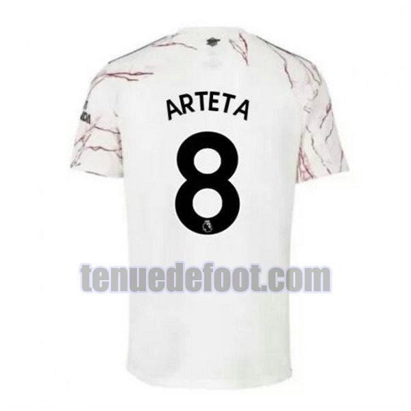 maillot arteta 8 arsenal 2020-2021 exterieur blanc