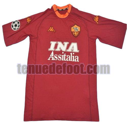 maillot as rome lega 2000-2001 domicile manche courte rouge