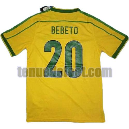 maillot bebeto 20 brésil coupe du monde 1998 domicile jaune