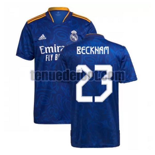 maillot beckham 23 real madrid 2021 2022 exterieur bleu bleu
