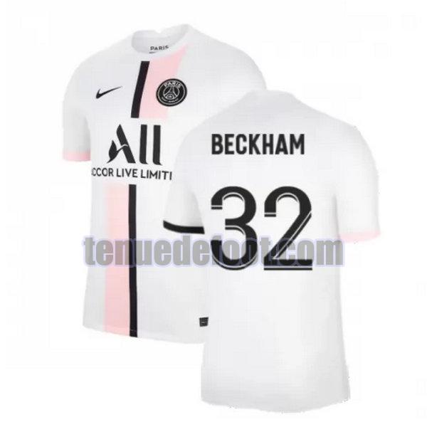maillot beckham 32 paris saint germain 2021 2022 exterieur blanc blanc