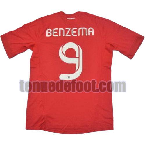 maillot benzema 9 real madrid 2011-2012 troisième rouge