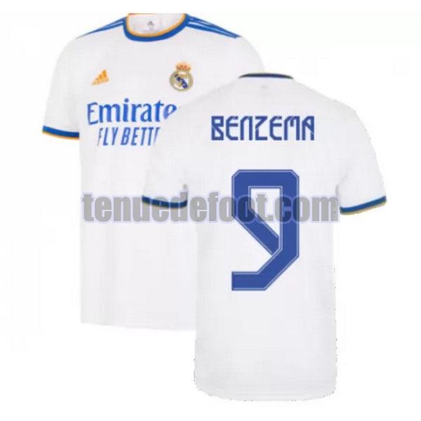 maillot benzema 9 real madrid 2021 2022 domicile blanc blanc
