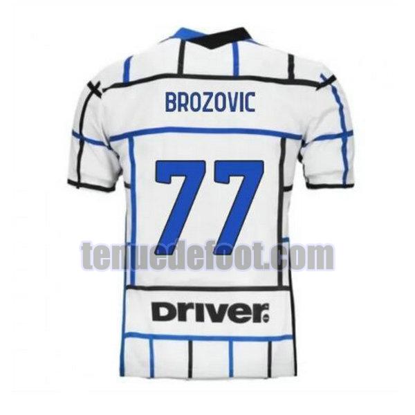 maillot brozovic 77 inter milan 2020-2021 exterieur blanc