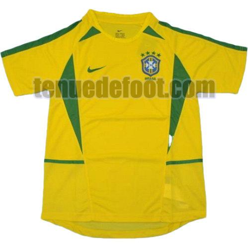 maillot brésil coupe du monde 2002 domicile manche courte jaune
