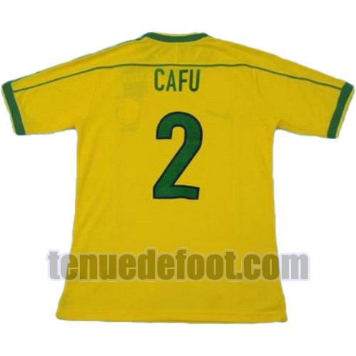 maillot cafu 2 brésil coupe du monde 1998 domicile jaune