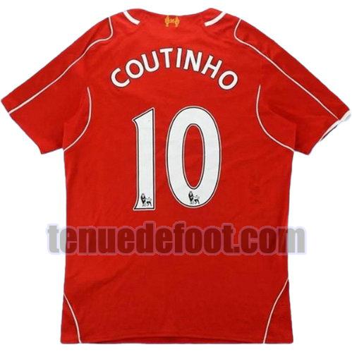 maillot coutinho 10 liverpool 2014-2015 domicile rouge