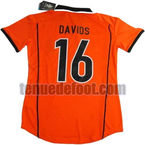 maillot davids 16 pays-bas 1998 domicile orange