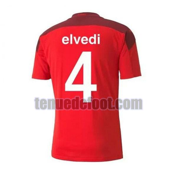 maillot elvedi 4 suisse 2020-2021 domicile rouge rouge