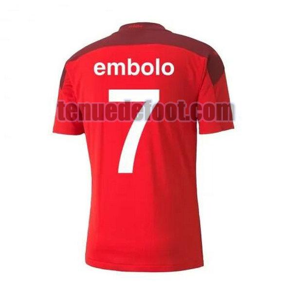 maillot embolo 7 suisse 2020-2021 domicile rouge rouge