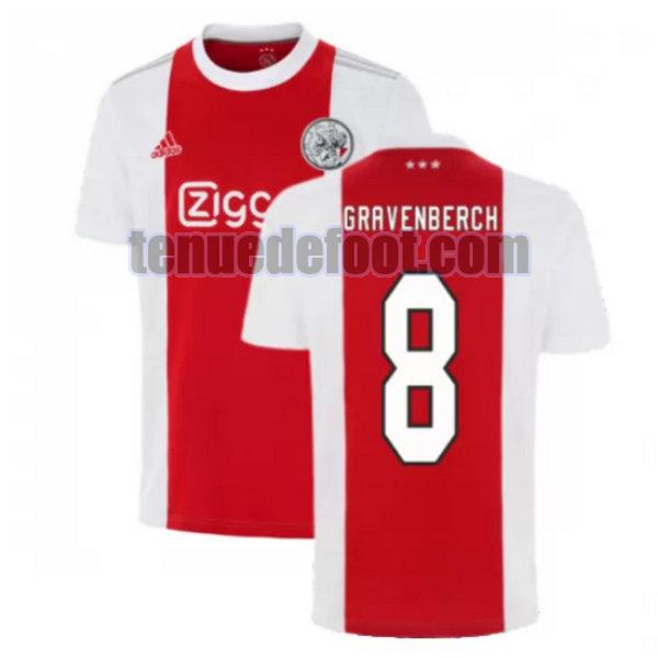 maillot gravenberch 8 afc ajax 2021 2022 domicile rouge blanc rouge blanc