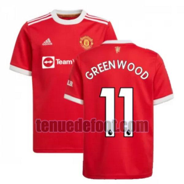 maillot greenwood 11 manchester united 2021 2022 domicile rouge rouge