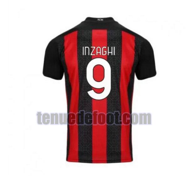 maillot inzaghi 9 ac milan 2020-2021 domicile rouge-noir