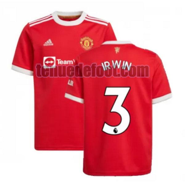 maillot irwin 3 manchester united 2021 2022 domicile rouge rouge