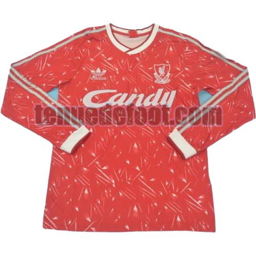 maillot liverpool 1989-1990 domicile manche longue rouge