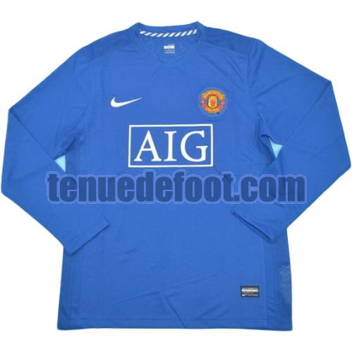 maillot manchester united 2008-2009 exterieur manche longue bleu