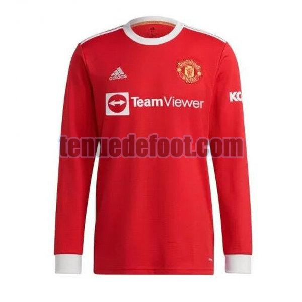 maillot manchester united 2021 2022 domicile rouge manches longues rouge