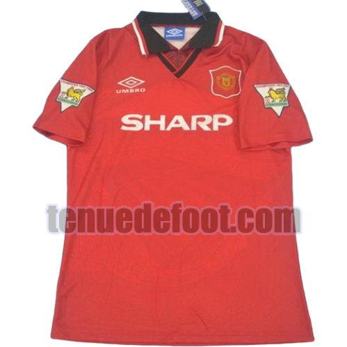 maillot manchester united pl 1995-1996 domicile manche courte rouge
