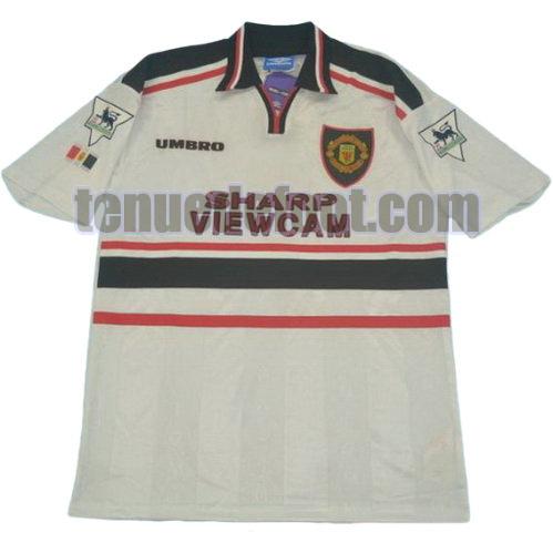 maillot manchester united pl 1998-1999 exterieur manche courte blanc