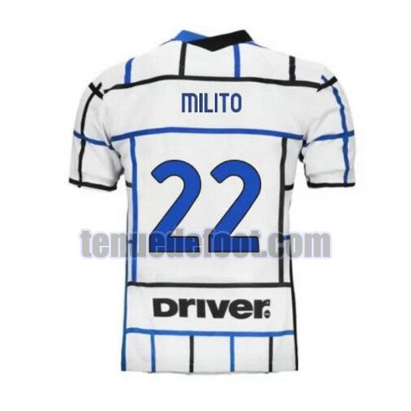 maillot milito 22 inter milan 2020-2021 exterieur blanc