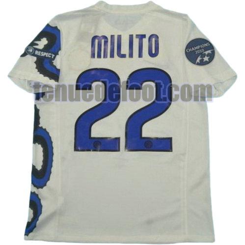 maillot milito 22 inter milan champions 2010 exterieur blanc