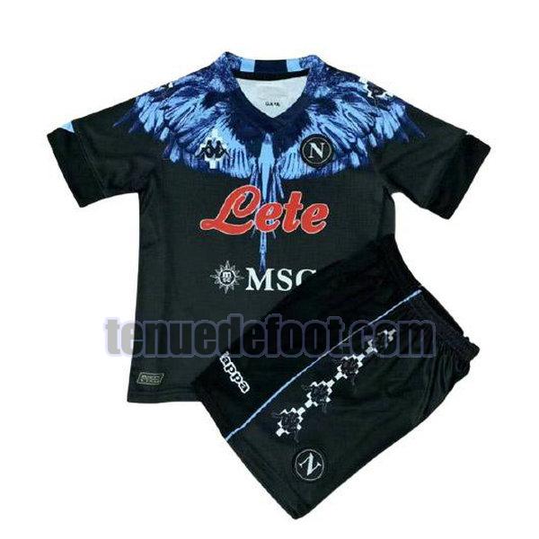 maillot naples 2021 2022 kappa×marcelo enfants bleu noir bleu noir