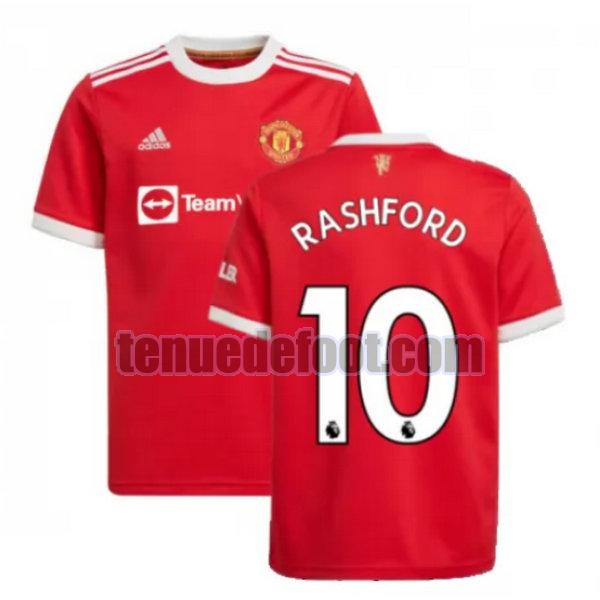 maillot rashford 10 manchester united 2021 2022 domicile rouge rouge