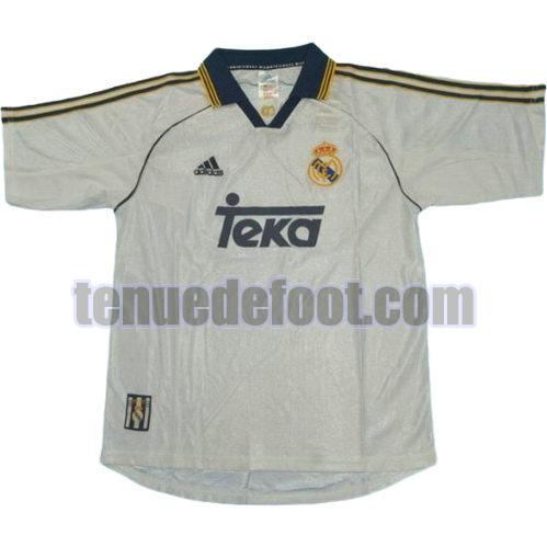maillot real madrid 1999-2000 domicile manche courte blanc
