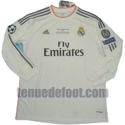 maillot real madrid ucl 2013-2014 domicile manche longue blanc