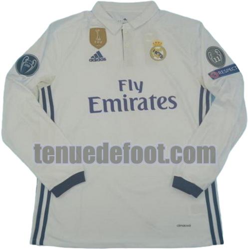 maillot real madrid ucl 2016-2017 domicile manche longue blanc