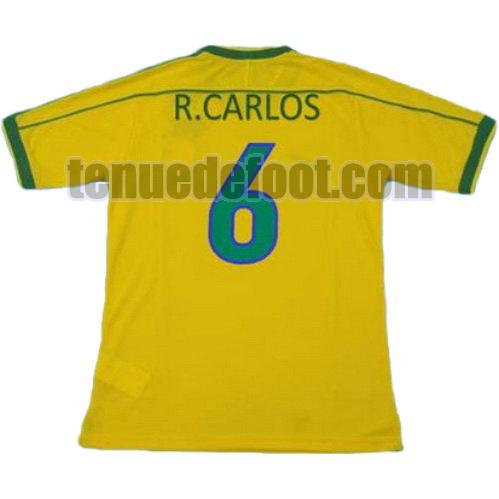 maillot roberto carlos 6 brésil coupe du monde 1998 domicile jaune