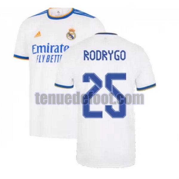 maillot rodrygo 25 real madrid 2021 2022 domicile blanc blanc