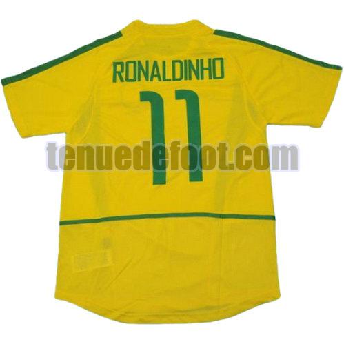 maillot ronaldinho 11 brésil coupe du monde 2002 domicile jaune