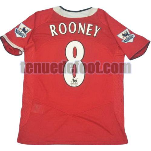maillot rooney 8 manchester united 2006-2007 domicile rouge