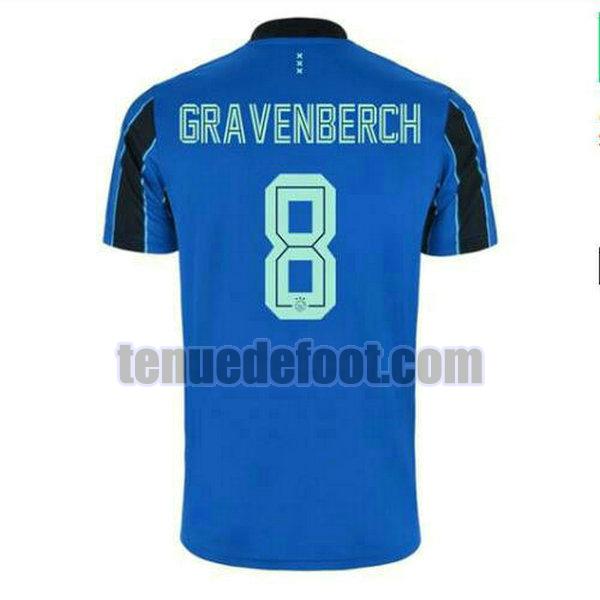 maillot ryan gravenberch 8 afc ajax 2021 2022 exterieur bleu bleu