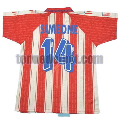 maillot simeone 14 atlético de madrid 1995-1996 domicile rouge blanc