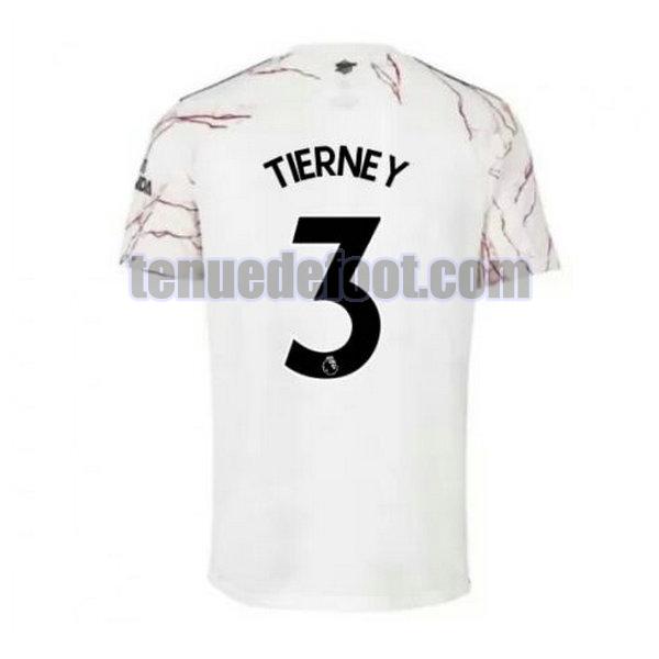 maillot tierney 3 arsenal 2020-2021 exterieur blanc