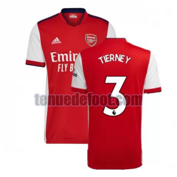 maillot tierney 3 arsenal 2021 2022 domicile rouge rouge