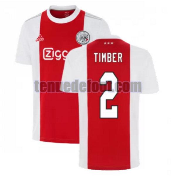 maillot timber 2 afc ajax 2021 2022 domicile rouge blanc rouge blanc
