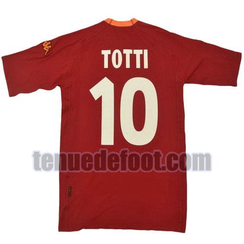 maillot totti 10 as rome 2000-2001 domicile rouge