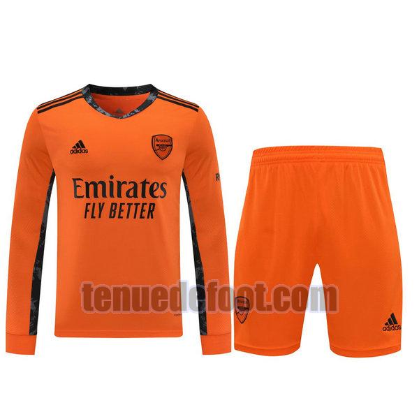 maillots+shorts arsenal 2021 gardien orange manches longues orange