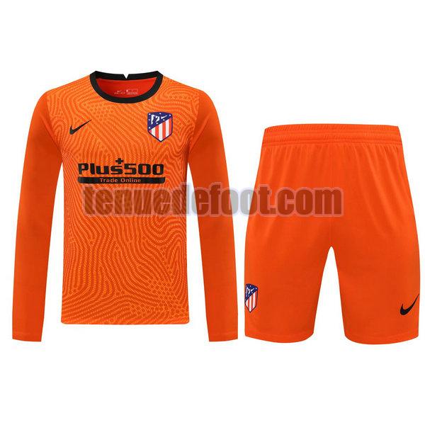 maillots+shorts atletico madrid 2021 gardien orange manches longues orange