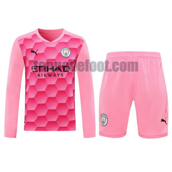 maillots+shorts manchester city 2021 gardien rose manches longues rose